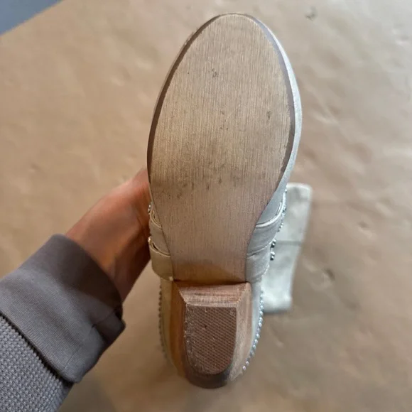 Not Rated Beige Heeled Boots with Rhinestone Straps - Picture 3 of 10